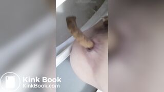 Pissing and shitting naked on potty toilet