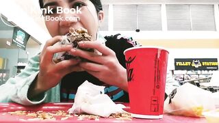 Cute girl eating shit sandwich in public