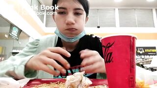 Cute girl eating shit sandwich in public