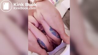 Thai girl poop on toilet