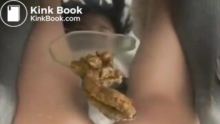 Asian teen eats her shit