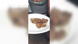 Ebony dumps her hard turds