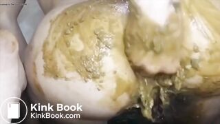 Hairy pussy with shitty prolapse and piss