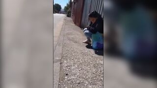 Girl Diarrhea on the street