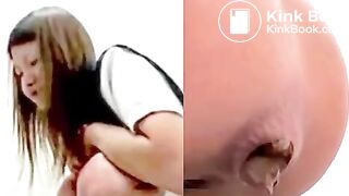 pushing hard and squeezing ass