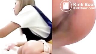 pushing hard and squeezing ass