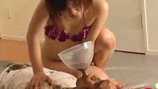 schoolgirls turn guy into shit eating slave