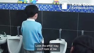 Girl has stomach ache and poops in a kindergarten toile