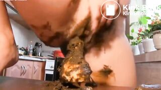 Milf shits on her dildo