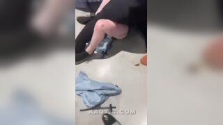 thin woman shits herself during mall fight