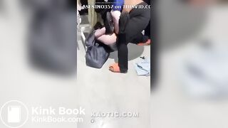 thin woman shits herself during mall fight