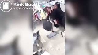 thin woman shits herself during mall fight