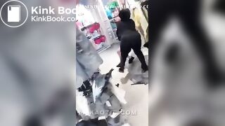 thin woman shits herself during mall fight