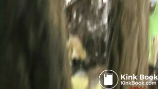 Misfortune of a woman pooping outdoors