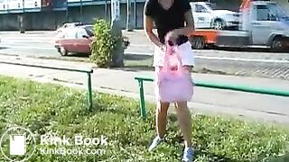 Public white shorts shit - video 2