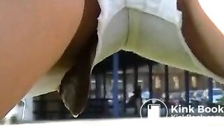 Public white shorts shit - video 2