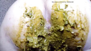 Close up aftermath of leggings poop