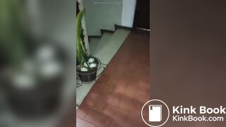 Girl pooping on corridor floor