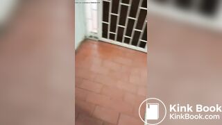 Girl pooping on corridor floor