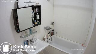 Woman pooping in Toilet ...