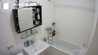 Woman pooping in Toilet ...
