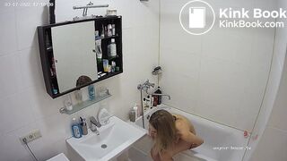 Woman pooping in Toilet ...
