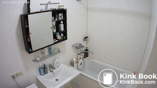Woman pooping in Toilet ...
