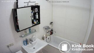 Woman pooping in Toilet ...