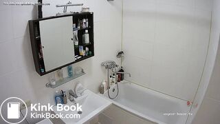 Woman pooping in Toilet ...