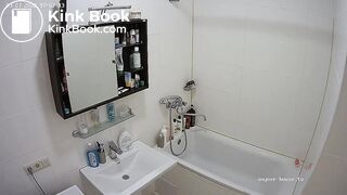 Woman pooping in Toilet ...