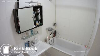 Woman pooping in Toilet ...