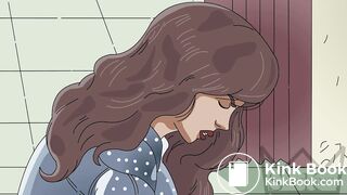 Blue Jacket Brunette Squat Toilet Animation