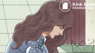 Blue Jacket Brunette Squat Toilet Animation