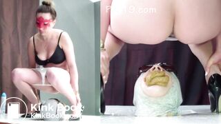 Girl shits in her toilet slave's mouth