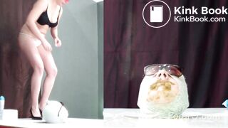 Girl shits in her toilet slave's mouth