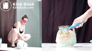 Girl shits in her toilet slave's mouth