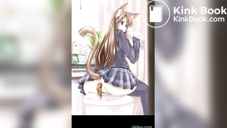 Hentai girls poop and piss in western toilets comp