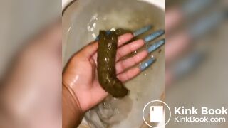 l***p*** grabs scat log straight from toilet bowl