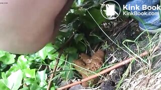 Milf shit in the garden