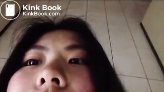 Asian girl pooping selfie