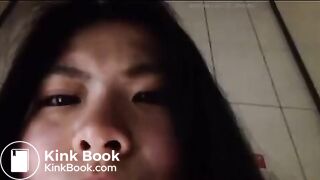 Asian girl pooping selfie
