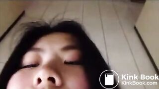 Asian girl pooping selfie