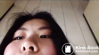 Asian girl pooping selfie