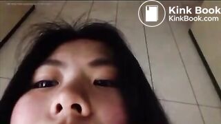 Asian girl pooping selfie