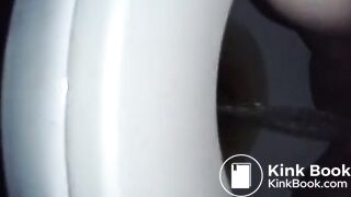 Chubby girl toilet poop