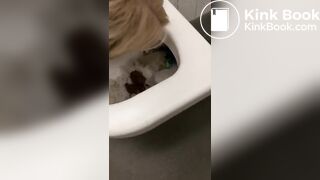 Licking a shit filled toilet