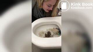 Licking a shit filled toilet
