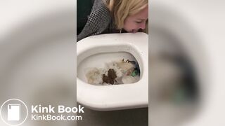 Licking a shit filled toilet