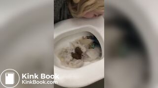 Licking a shit filled toilet