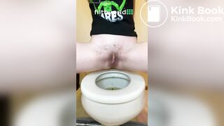 Skinny girl on the toilet